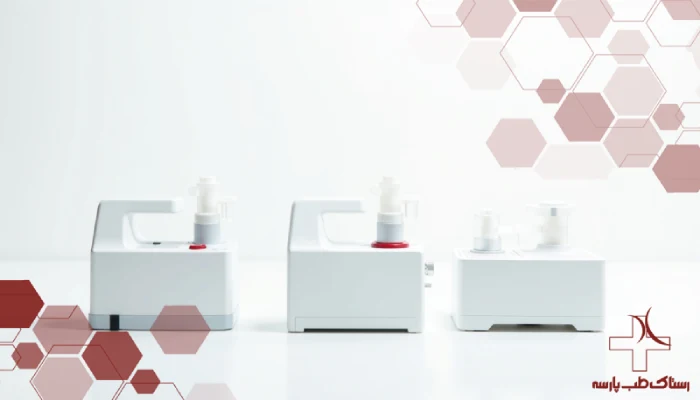 مقایسه سه مدل پمپ سرنگ اروپایی، چینی و ایرانی روی پس‌زمینه سفید